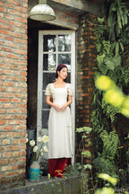 Ao Dai Ho Diep / Elegant Midi Dress in Shiny Silk - Short Sleeve Style w/ Square Neck for Casual | Wedding Guest Dress Ao Dai