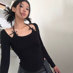 Ribbon Long Sleeves Top - Cotton Tops