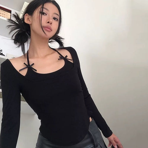 Ribbon Long Sleeves Top - Cotton Tops
