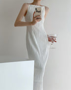 Women Sleeveless Halter A-line Midi Dress