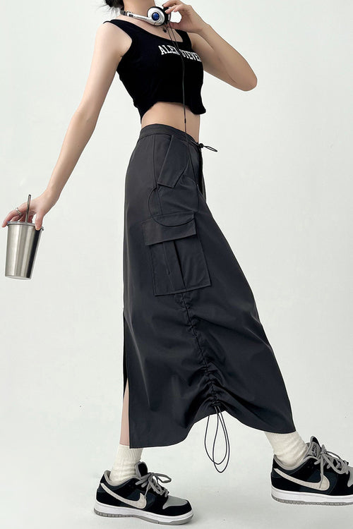 Dark Grey Women Midi Skirt by Daisy Clothing | Classic Basic Fashion Piece