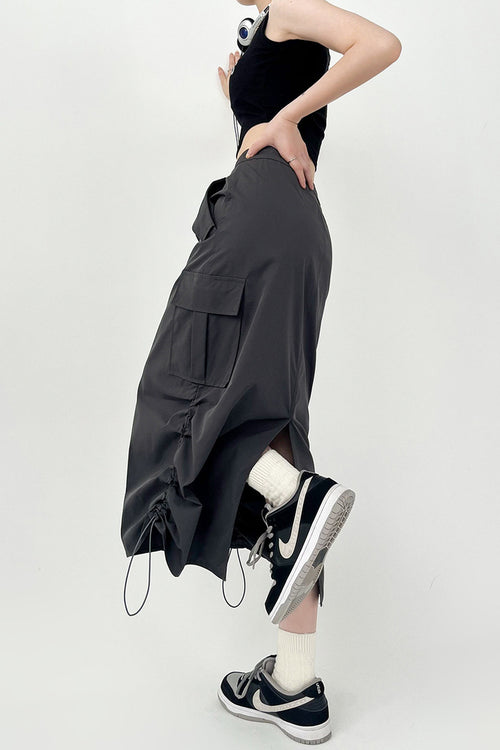Dark Grey Women Midi Skirt by Daisy Clothing | Classic Basic Fashion Piece