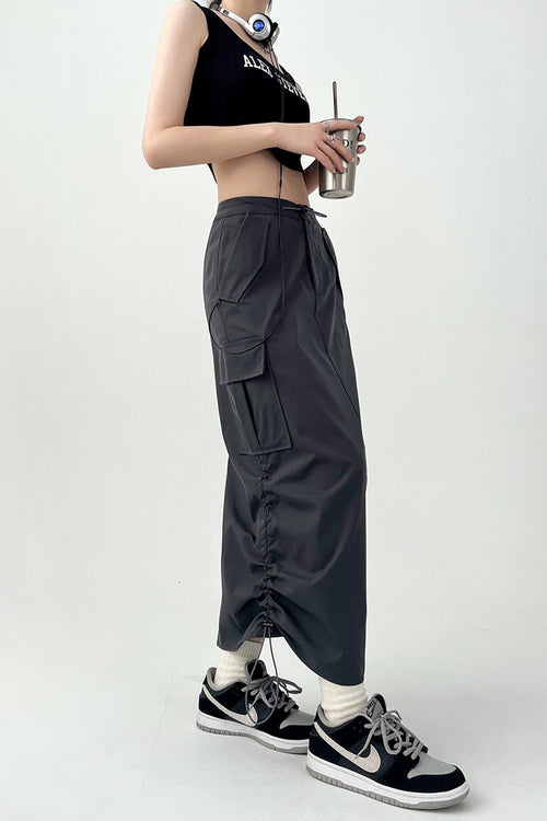Dark Grey Women Midi Skirt by Daisy Clothing | Classic Basic Fashion Piece