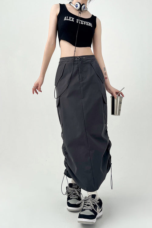 Dark Grey Women Midi Skirt by Daisy Clothing | Classic Basic Fashion Piece