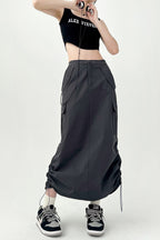 Dark Grey Women Midi Skirt by Daisy Clothing | Classic Basic Fashion Piece