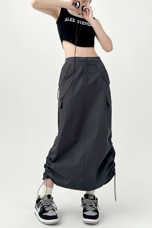 Dark Grey Women Midi Skirt by Daisy Clothing | Classic Basic Fashion Piece