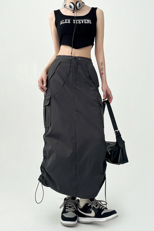 Dark Grey Women Midi Skirt by Daisy Clothing | Classic Basic Fashion Piece