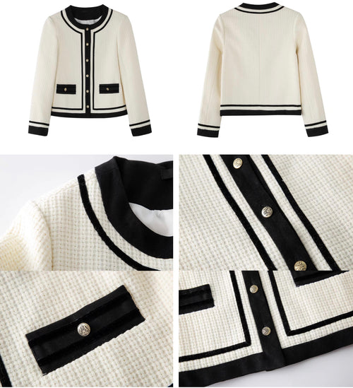 White Elegant Style Tweed Boucle Blazer Jacket - Trendy Vintage Style Outfit| High Quality Superior Jacket