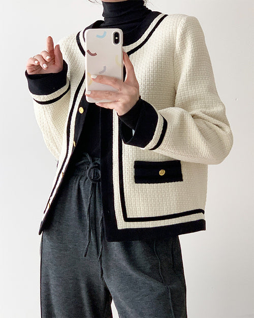 White Elegant Style Tweed Boucle Blazer Jacket - Trendy Vintage Style Outfit| High Quality Superior Jacket