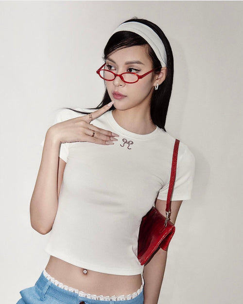 Bow Baby Tee - She by Shj | Women Short Sleeve T-shirt Crop Top