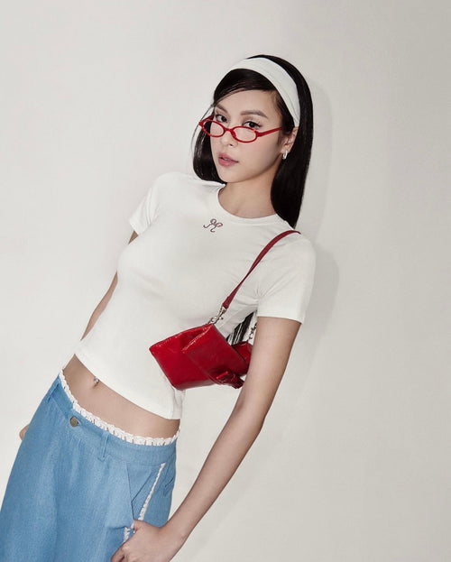 Bow Baby Tee - She by Shj | Women Short Sleeve T-shirt Crop Top