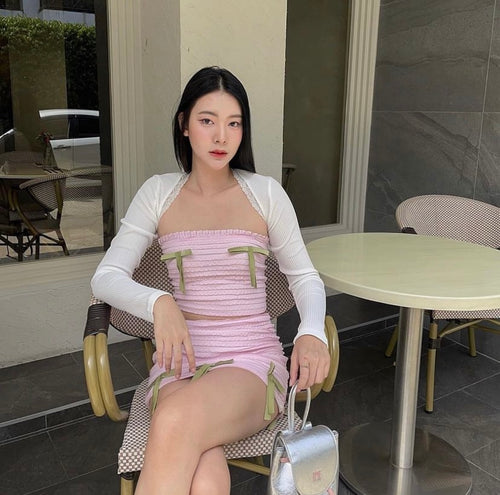 Pink Sakura Set - She by Shj | 1 Women Crop Top + 1 Mini Skirt