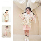 Girls Floral Flutter Top & Shorts Set