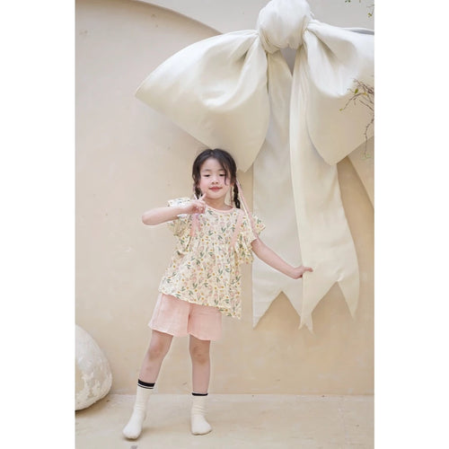Girls Floral Flutter Top & Shorts Set