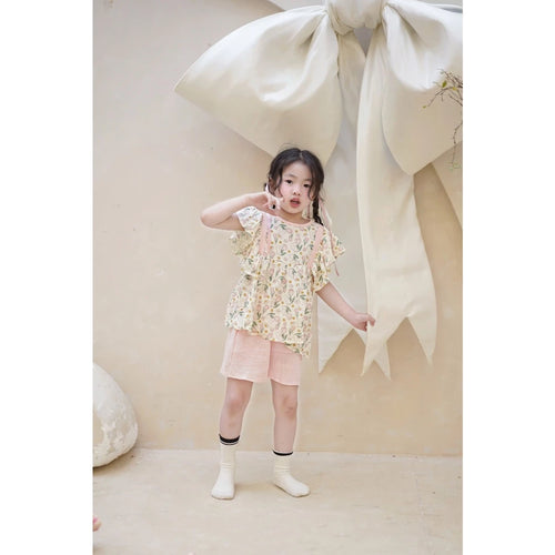 Girls Floral Flutter Top & Shorts Set