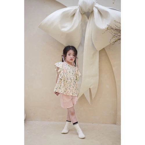 Girls Floral Flutter Top & Shorts Set