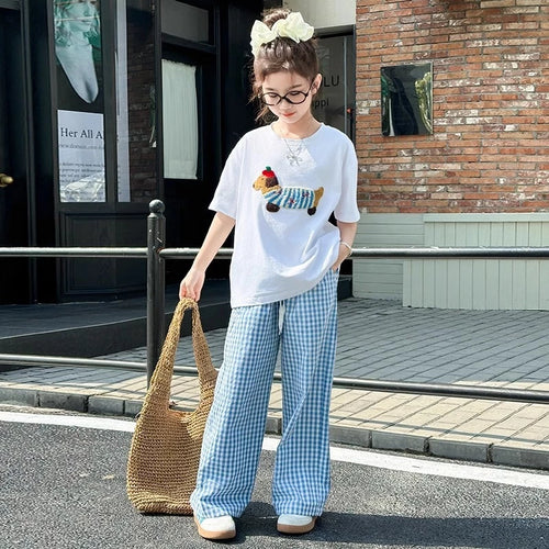 Playful Puppy Tee & Gingham Lounge Set