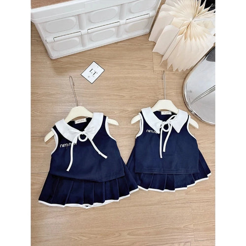 Navy Schoolgirl Style Pleated Set