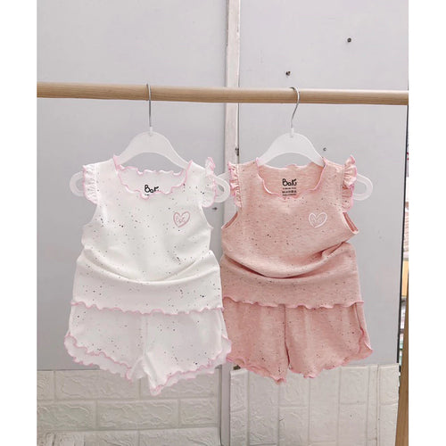Heart Speckle Ruffle Knit Set