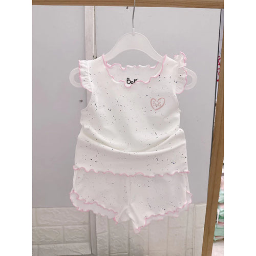 Heart Speckle Ruffle Knit Set
