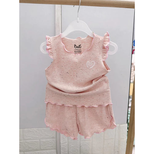 Heart Speckle Ruffle Knit Set