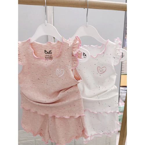 Heart Speckle Ruffle Knit Set