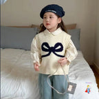 Charming Bow Knit Vest in Cream