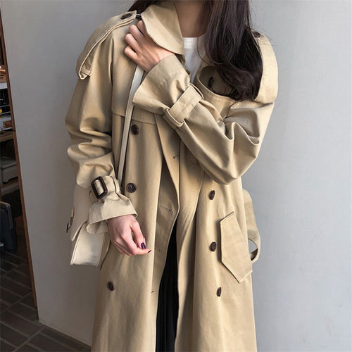 Elegant Double Buttons Trench Coat Jacket - Coats Jackets Outfit for Spring/Summer