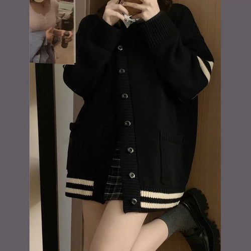 Elegant Round Neck Long Sleeves Top – Knitted Cotton w/ Closed Buttons Cardigan Tops | Classic Basic Fashion Piece