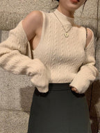 Elegant Off The Shoulder Long Sleeves Top – Knitted Cotton Tops | Classic Basic Fashion Piece