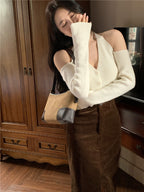 Chic V-neck Slim Long Sleeve Cardigan – Summer Knitted Stretchy Off The Shoulder Style Cotton | Elegant Basic Fashion Piece