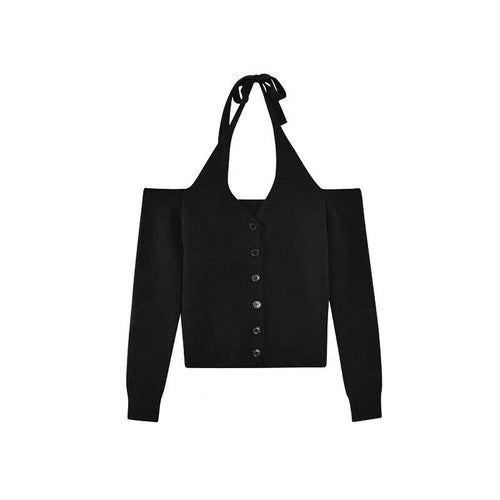 Chic V-neck Slim Long Sleeve Cardigan – Summer Knitted Stretchy Off The Shoulder Style Cotton | Elegant Basic Fashion Piece