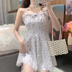 Elegant Floral Cami Sleeveless Mini Dress - Cowl Neck Cotton Mini Dress for Wedding & Casual| Summer Basic Fashion Piece