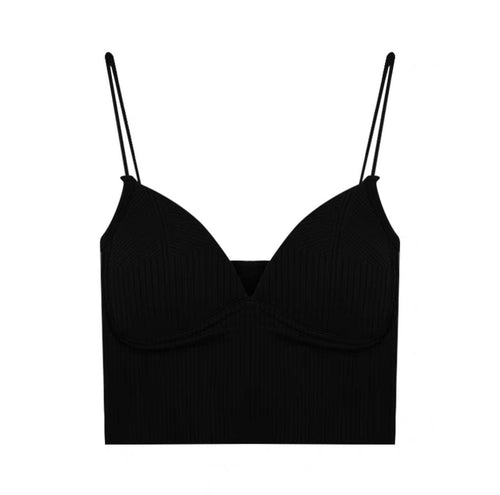 Sexy Women Sleeveless Bra Crop Top - Bodycon Cropped Tops w/ Halter & Cut Out Neck | Elegant One Size Basic Fashion Piece
