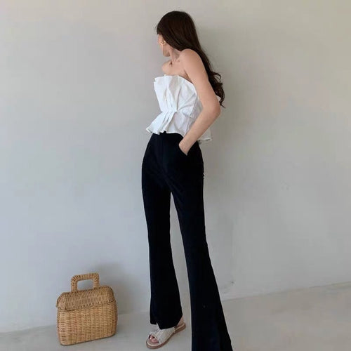 Women Sleeveless Tube Top - Strapless Pleated Cotton Tube Tops | Elegant Basic Fashion Piece