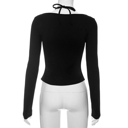 Ribbon Long Sleeves Top - Cotton Tops