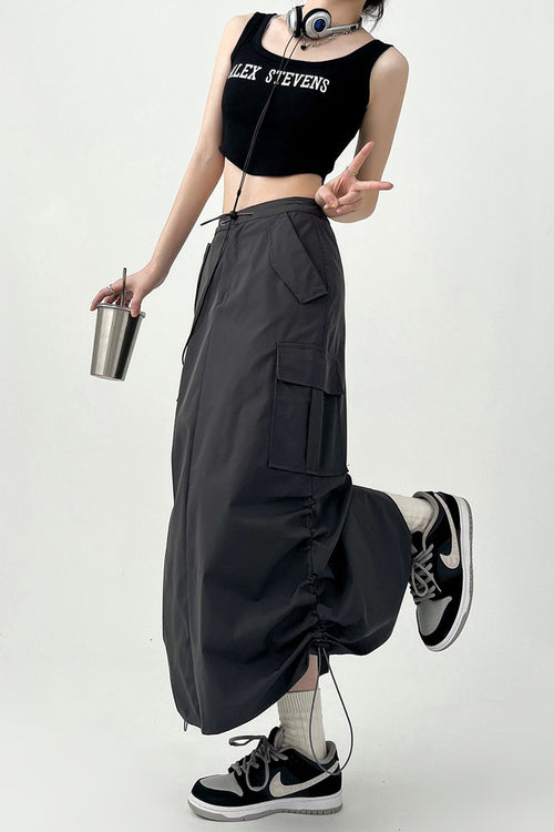 Dark Grey Women Midi Skirt by Daisy Clothing | Classic Basic Fashion Piece