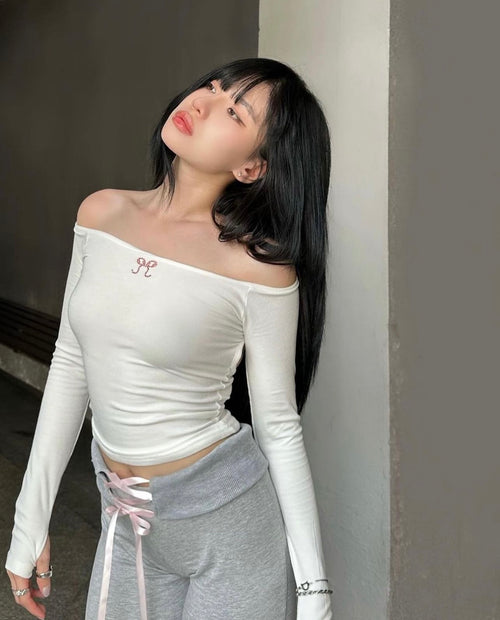 White Long Sleeve Top - She by Shj | Women Bodycon Freesize