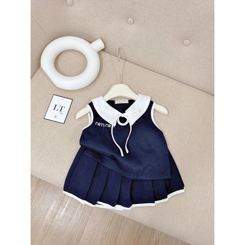 Navy Schoolgirl Style Pleated Set