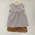 Gingham Flutter Sleeve Top & Shorts Set