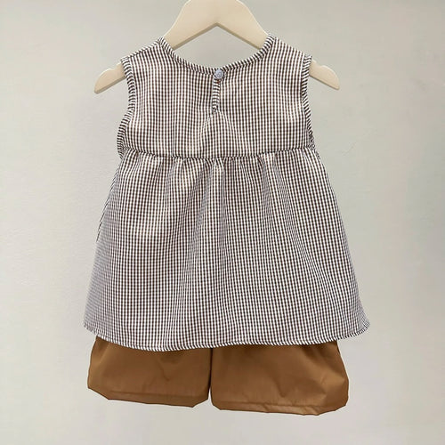 Gingham Flutter Sleeve Top & Shorts Set