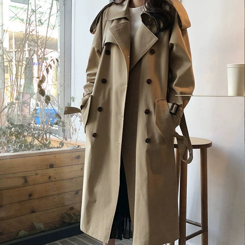 Elegant Double Buttons Trench Coat Jacket - Coats Jackets Outfit for Spring/Summer