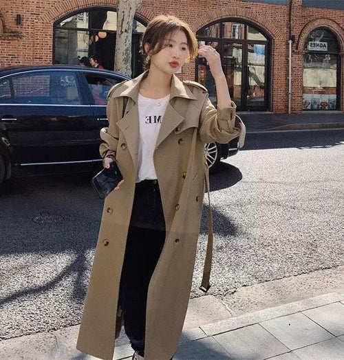 Elegant Double Buttons Trench Coat Jacket - Coats Jackets Outfit for Spring/Summer