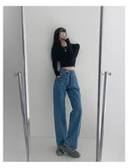 Women Streetwear Jeans Trousers Denim Pants - Vintage Baggy Relaxed Fit Wide Leg High Rise Trousers w/ Butoons | Y2K Streetwear