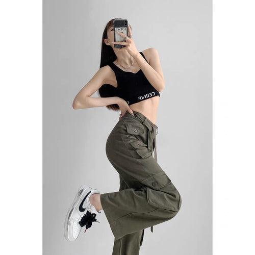 Women Streetwear Cargo Pant - Vintage Oversized Baggy Wide Leg Trousers | Y2K Streetwear