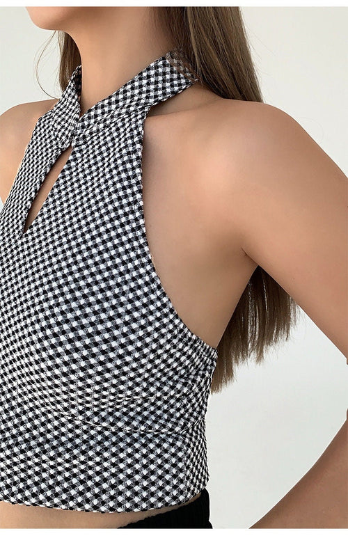 Women Sleeveless Crop Top - Sexy Off The Shoulder Backless Cropped Tops w/ Halter & Cut Out Neck  | Elegant Basic Fashion Piece