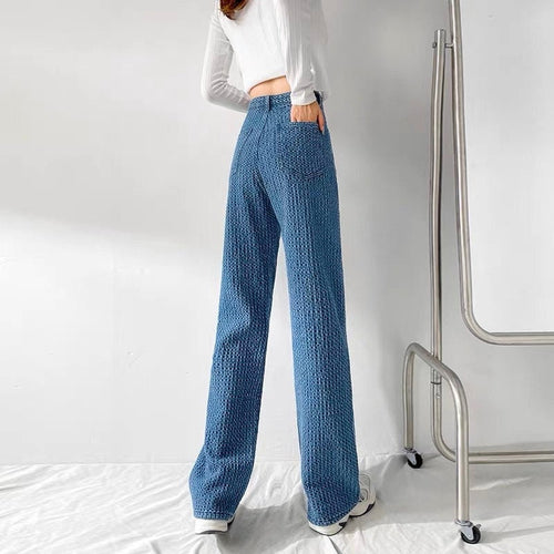 Women Streetwear Jeans Denim Pants - Vintage Baggy Relaxed Fit Wide Leg High Rise Trousers w/ Buttons Light Dark Blue| Y2K Streetwear